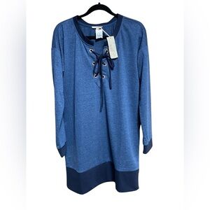 MYSTREE LACE UP TUNIC SWEATSHIRT - SIZE L - NWT